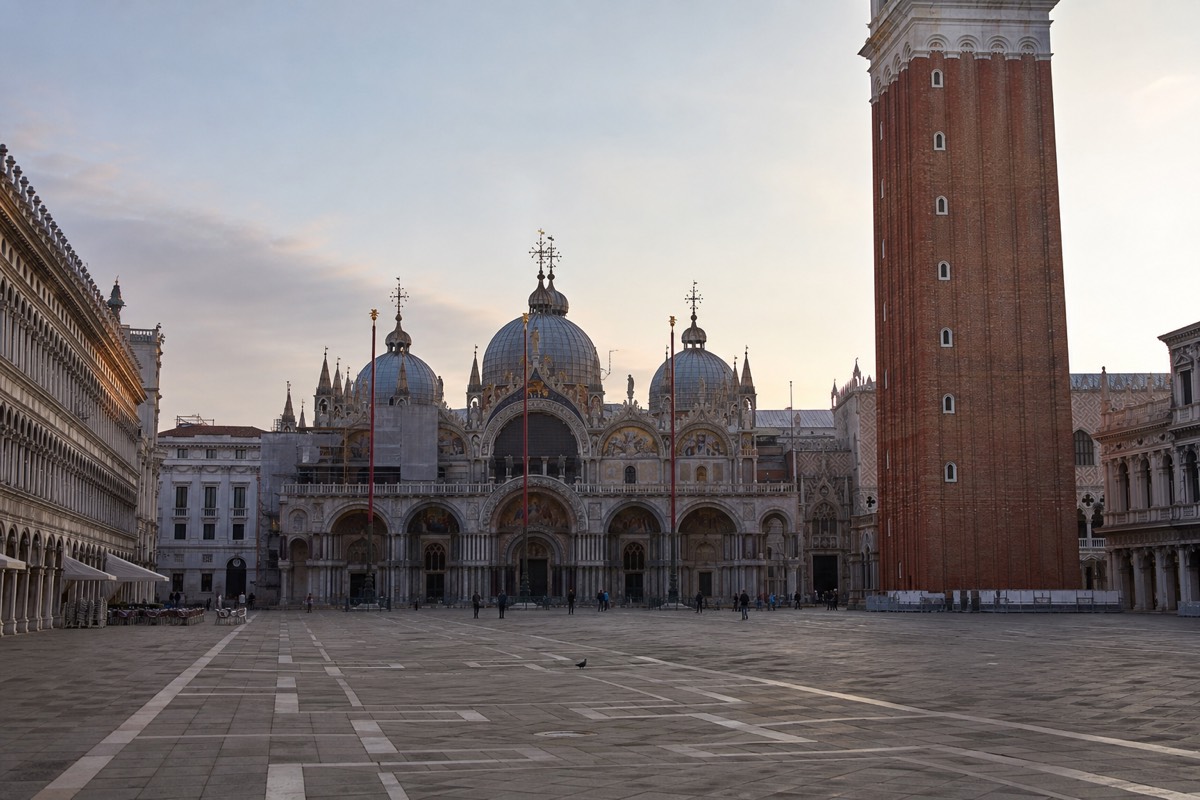 St Mark's Square and basilica, one of the landmarks of the big 3 cities in Italy
